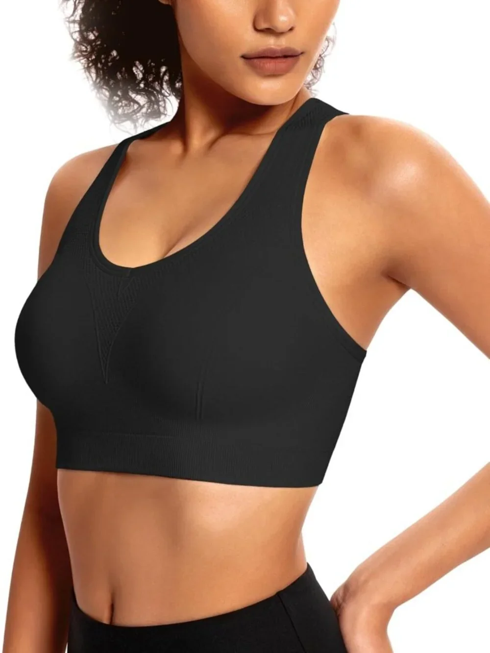 Padded Racerback Sports Bra for Women - Breathable Medium Support Yoga Gym